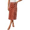 image:imageCHARTOU Women Midi Denim Wrap Skirt Polka Dot High Waist Tie Knot Western Jean Pencil Skirt with SlitRed