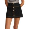 image:imageCHARTOU Women Summer Denim Mini Skirt Midi Waist Mental Button Down Beach Vacation A Line SkirtBlack