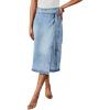 image:imageCHARTOU Women Summer Long Denim Skirt Wrap High Wisted Side Slit Pencil Maxi Jean Skirt with BeltLight Blue