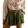 image:imageCHARTOU Women Summer Y2k Pleated Flare Jean Shorts Denim Lightweight Elastic Waist Bow Tie Croquet ShortsGreen