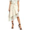 image:imageCHARTOU Women Y2k Lace Denim Midi Skirt Asymmetrical High Waist A Line Jean Skirt with PocketsBeige