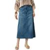 image:imageCHARTOU Womens Denim Midi Skirt High Waist Back Slit Summer Casual ALine Long Jean SkirtBlue