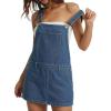 image:imageCHARTOU Womens Denim Overall Mini Dress Summer Sleeveless Adjustable Strap Bib Jean Skirtall Jumper with PocketsBlue