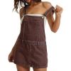 image:imageCHARTOU Womens Denim Overall Mini Dress Summer Sleeveless Adjustable Strap Bib Jean Skirtall Jumper with PocketsBrown