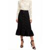 image:imageCHARTOU Womens Vintage Midi Denim Skirt Summer Back Elastic Waist Button Front Ruffled Jean SkirtBlack