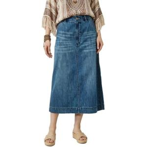 image:imageCHARTOU Womens Denim Midi Skirt High Waist Back Slit Summer Casual ALine Long Jean SkirtBlue