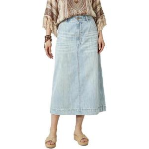 image:imageCHARTOU Womens Denim Midi Skirt High Waist Back Slit Summer Casual ALine Long Jean SkirtLight Blue