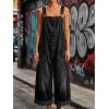 image:imageCHARTOU Button Front Denim Overalls for Women Y2k Baggy Wide Leg Jeans Bib Cropped Jumpsuits Loose RomperBlack