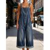 image:imageCHARTOU Button Front Denim Overalls for Women Y2k Baggy Wide Leg Jeans Bib Cropped Jumpsuits Loose RomperDark Blue