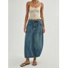 image:imageCHARTOU Women Balloon Maxi Skirt Casual Loose Patchwork Drawstring Long Jean Skirt with PocketsBlue