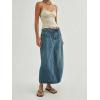 image:imageCHARTOU Women Balloon Maxi Skirt Casual Loose Patchwork Drawstring Long Jean Skirt with PocketsBlue
