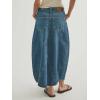 image:imageCHARTOU Women Balloon Maxi Skirt Casual Loose Patchwork Drawstring Long Jean Skirt with PocketsBlue