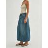 image:imageCHARTOU Women Balloon Maxi Skirt Casual Loose Patchwork Drawstring Long Jean Skirt with PocketsBlue