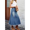 image:imageCHARTOU Women Casual Jean Skirt Y2k Ripped Mid Long Denim Midi Skirt Distressed Frayed A Line Skirt PocketsBlue