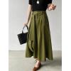image:imageCHARTOU Women Denim Maxi Skirt Belted High Waist A Line Pleated Long Skirt with PocketsArmy Green