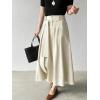 image:imageCHARTOU Women Denim Maxi Skirt Belted High Waist A Line Pleated Long Skirt with PocketsBeige
