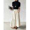 image:imageCHARTOU Women Denim Maxi Skirt Belted High Waist A Line Pleated Long Skirt with PocketsBeige