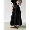 image:imageCHARTOU Women Denim Maxi Skirt Belted High Waist A Line Pleated Long Skirt with PocketsBlack