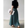 image:imageCHARTOU Women Denim Maxi Skirt Belted High Waist A Line Pleated Long Skirt with PocketsBlue