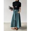 image:imageCHARTOU Women Denim Maxi Skirt Belted High Waist A Line Pleated Long Skirt with PocketsBlue