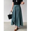 image:imageCHARTOU Women Denim Maxi Skirt Belted High Waist A Line Pleated Long Skirt with PocketsBlue