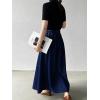 image:imageCHARTOU Women Denim Maxi Skirt Belted High Waist A Line Pleated Long Skirt with PocketsDark Blue