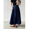 image:imageCHARTOU Women Denim Maxi Skirt Belted High Waist A Line Pleated Long Skirt with PocketsDark Blue
