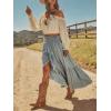 image:imageCHARTOU Women Ruffle Peplum Denim Maxi Skirt Boho Drawstring Elastic High Waist Asymmetric Frayed Tiered SkirtLight Blue