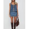 image:imageCHARTOU Women Summer Tie Front Denim Two Pieces Skirt Sets Sleeveless Tank Top Side Zipper Mini SkirtDark Blue