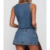 image:imageCHARTOU Women Summer Tie Front Denim Two Pieces Skirt Sets Sleeveless Tank Top Side Zipper Mini SkirtDark Blue