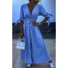 image:imageCHARTOU Women Short Sleeve Button Down Shirt Dress Denim Maxi Dress High Waist Long Ruffle Jean Dress Tunic SummerBlue