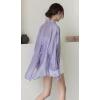 image:imageCHARTOU Womens Sexy See Through Back TieKnot Sheer Mesh Oversized Beach Blouse ShirtPurple