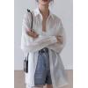 image:imageCHARTOU Womens Sexy See Through Back TieKnot Sheer Mesh Oversized Beach Blouse ShirtWhite