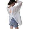 image:imageCHARTOU Womens Sexy See Through Back TieKnot Sheer Mesh Oversized Beach Blouse ShirtWhite