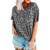 image:imageCHARTOU Womens Summer Loose Leopard Print T Shirt Casual Short Sleeve Round Neck Blouse TeesGrey