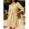 image:imageCHARTOU Womens Striped Shirt Dress Tie Waist Summer Casual Beach Sundresses 34 Sleeve Button Down Mini Dress with BeltYellow