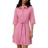 image:imageCHARTOU Womens Striped Shirt Dress Tie Waist Summer Casual Beach Sundresses 34 Sleeve Button Down Mini Dress with BeltRose
