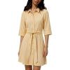image:imageCHARTOU Womens Striped Shirt Dress Tie Waist Summer Casual Beach Sundresses 34 Sleeve Button Down Mini Dress with BeltYellow