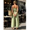 image:imageCHARTOU Summer Cotton Linen Pants Women Elastic High Waist Balloon Wide Leg Palazzo Trousers with PocketsGreen