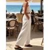 image:imageCHARTOU Summer Cotton Linen Pants Women Elastic High Waist Balloon Wide Leg Palazzo Trousers with PocketsWhite