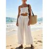 image:imageCHARTOU Summer Cotton Linen Pants Women Elastic High Waist Balloon Wide Leg Palazzo Trousers with PocketsWhite