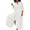 image:imageCHARTOU Women Linen Button Down Long Sleeve Wide Leg Jumpsuit Beach Palazzo Pants One Piece JumpsuitBeige