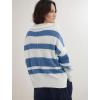 image:imageCHARTOU Quarter Zip Pullover Sweater for Women Color Block Striped Oversized Knitted Sweatshirt Jumper TopsBlue