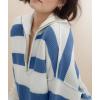 image:imageCHARTOU Quarter Zip Pullover Sweater for Women Color Block Striped Oversized Knitted Sweatshirt Jumper TopsBlue