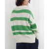 image:imageCHARTOU Quarter Zip Pullover Sweater for Women Color Block Striped Oversized Knitted Sweatshirt Jumper TopsGreen