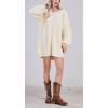 image:imageCHARTOU Women Chunky Cable Knit Sweater Slouchy Fit Balloon Long Sleeve Knitted Tunic DressApricot