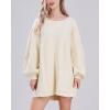 image:imageCHARTOU Women Chunky Cable Knit Sweater Slouchy Fit Balloon Long Sleeve Knitted Tunic DressApricot