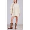 image:imageCHARTOU Women Chunky Cable Knit Sweater Slouchy Fit Balloon Long Sleeve Knitted Tunic DressApricot