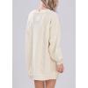 image:imageCHARTOU Women Chunky Cable Knit Sweater Slouchy Fit Balloon Long Sleeve Knitted Tunic DressApricot