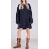 image:imageCHARTOU Women Chunky Cable Knit Sweater Slouchy Fit Balloon Long Sleeve Knitted Tunic DressNavy